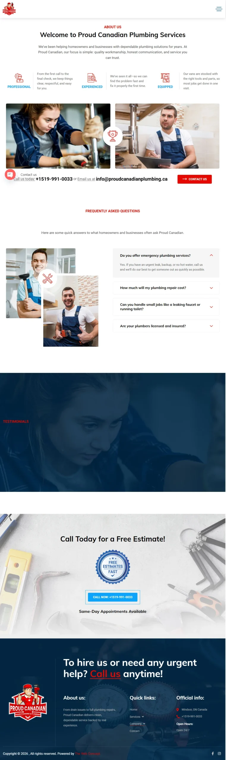 Proud Canadian Plumbing About Us Page