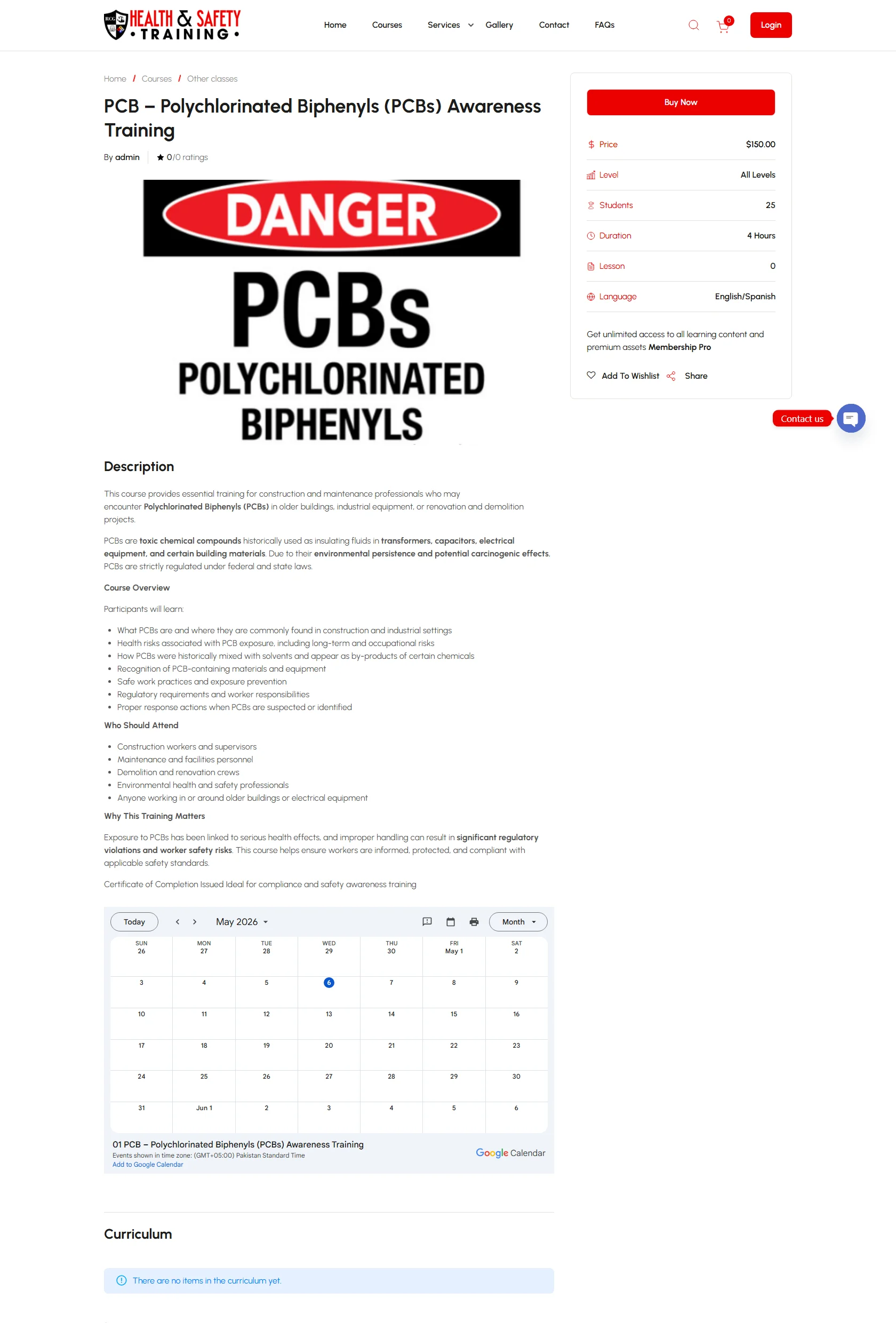 RCG Single Course Page