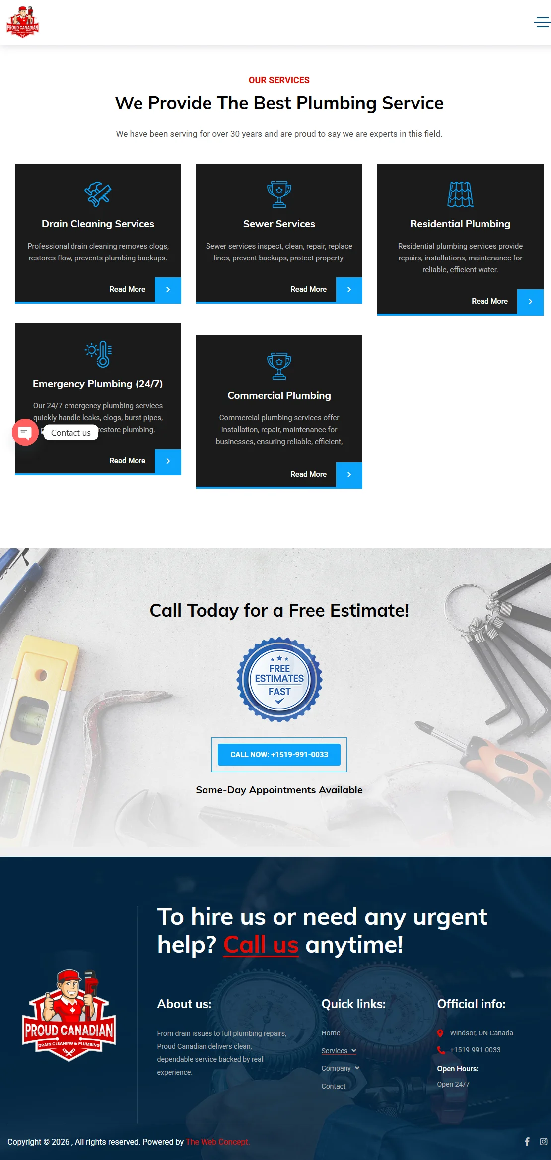 Proud Canadian Plumbing Services Page