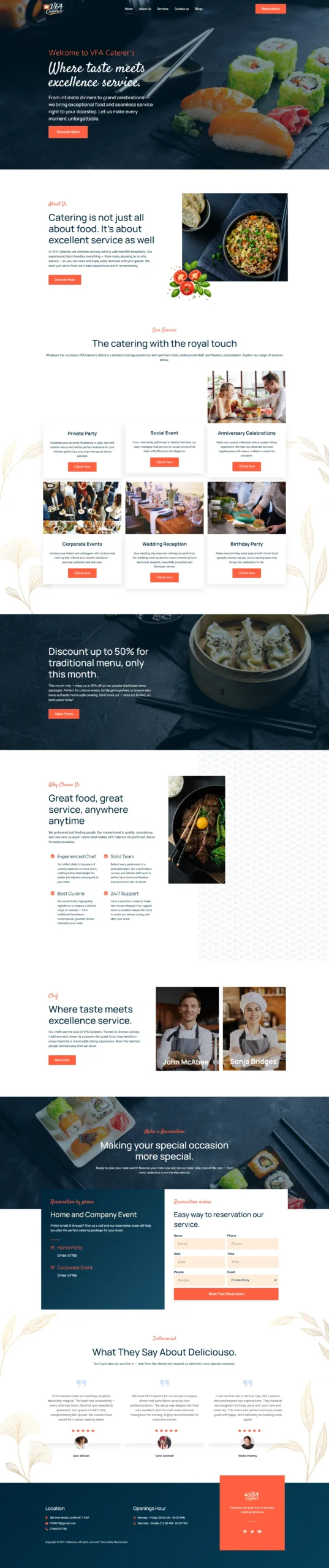 VFA Caterers Homepage